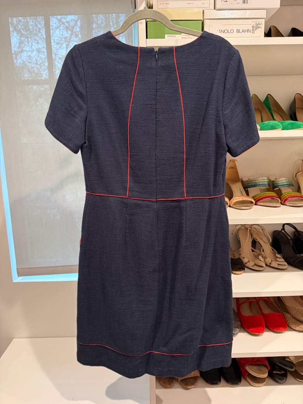 Boden Jane Textured Dress in navy/red, size 8R US, EUC - Picture 3 of 3